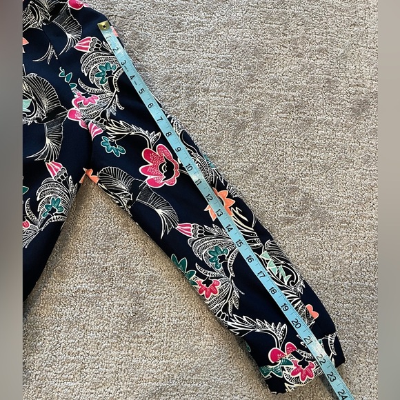 Banana Republic Bird Print Navy Floral Drapey Bomber Jacket, Full Zip, Lined, S - Picture 9 of 16